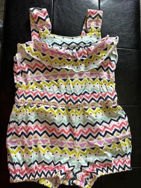 First Impression Girls 18 mos Chevron Romper with Ruffle Collar - Multicolor
